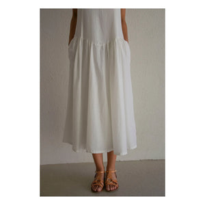 THEAVANT - Vestido Grace de Algodón y Popelín de Seda | Blanco