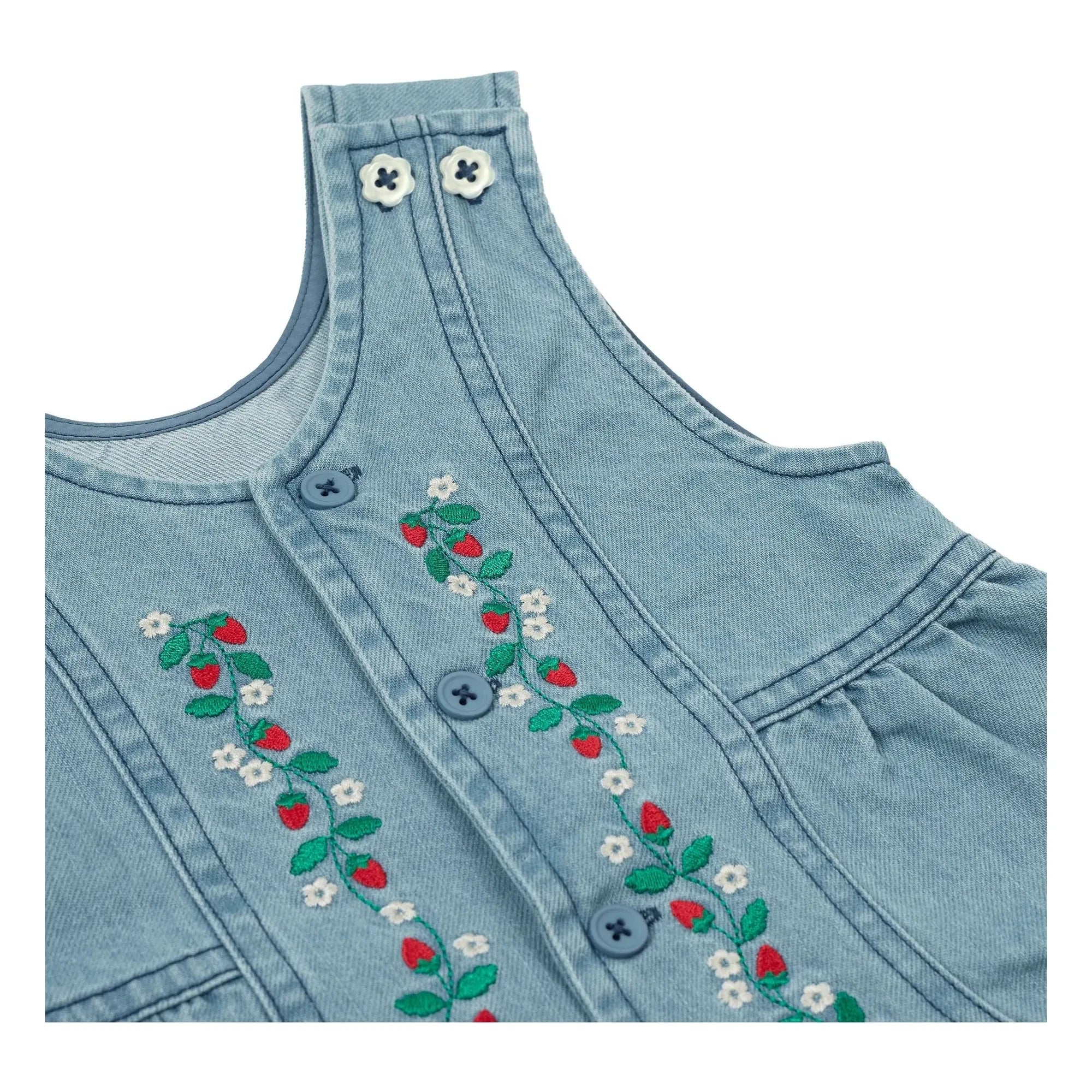 Goldie + Ace - Mono corto de chambray con fresas | Azul