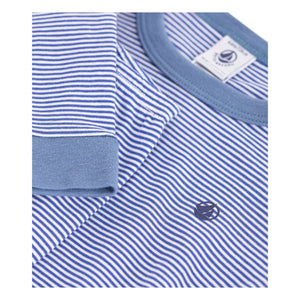 Petit Bateau - Milleraies Organik Pamuklu Dar Kesim Çizgili Pijama | Mavi