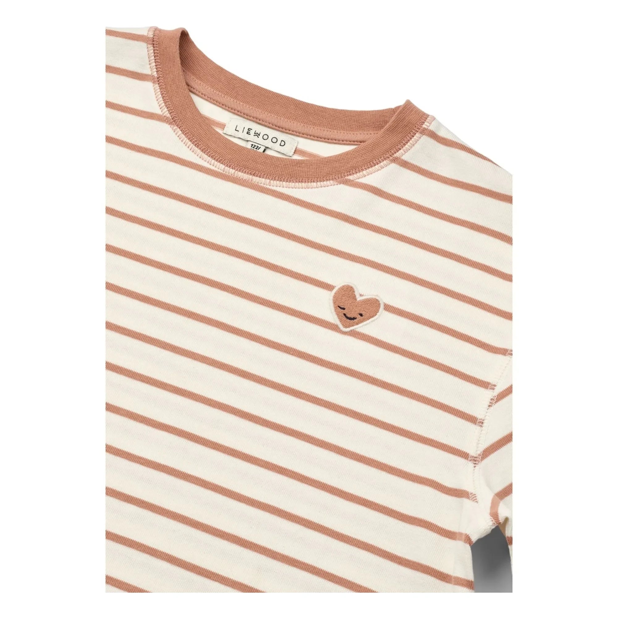 Liewood - Camiseta Tyler a rayas con corazón de algodón orgánico | Melocotón