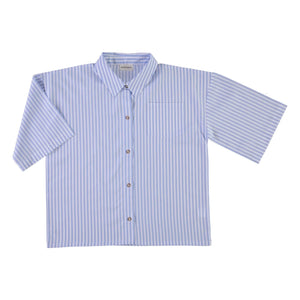 Poudre Organic - Camisa de popelín de algodón de rayas Caraway | Azul