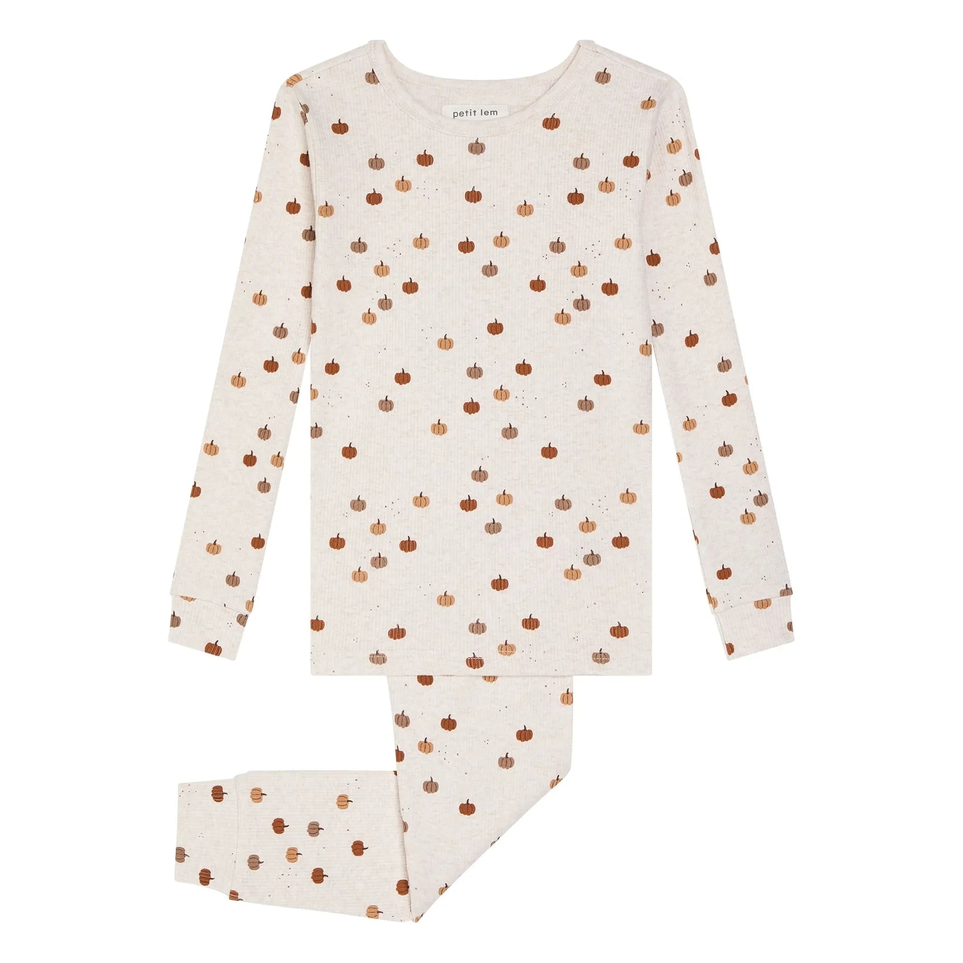 Petit Lem - Pijama de algodón orgánico con estampado de calabazas | Gris