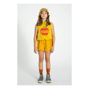 Piupiuchick - Pantalón Corto Twill Hearts con Efectos | Mostaza