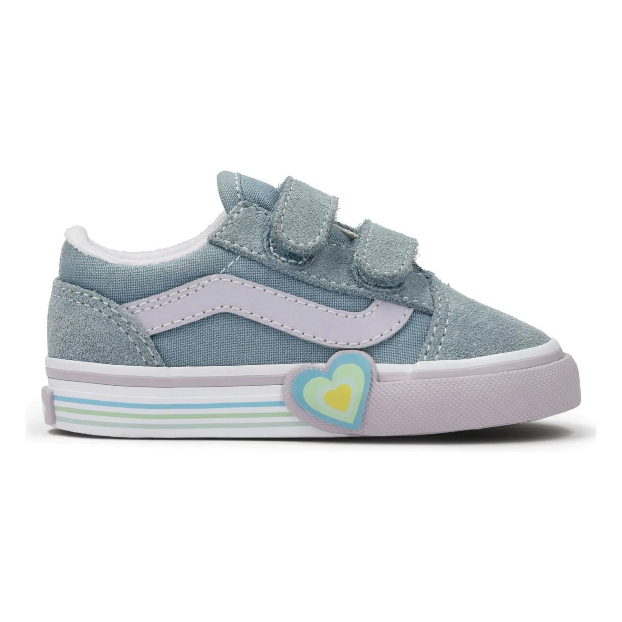 Vans - Zapatillas Old Skool V Heart con arañazos | Gris azul
