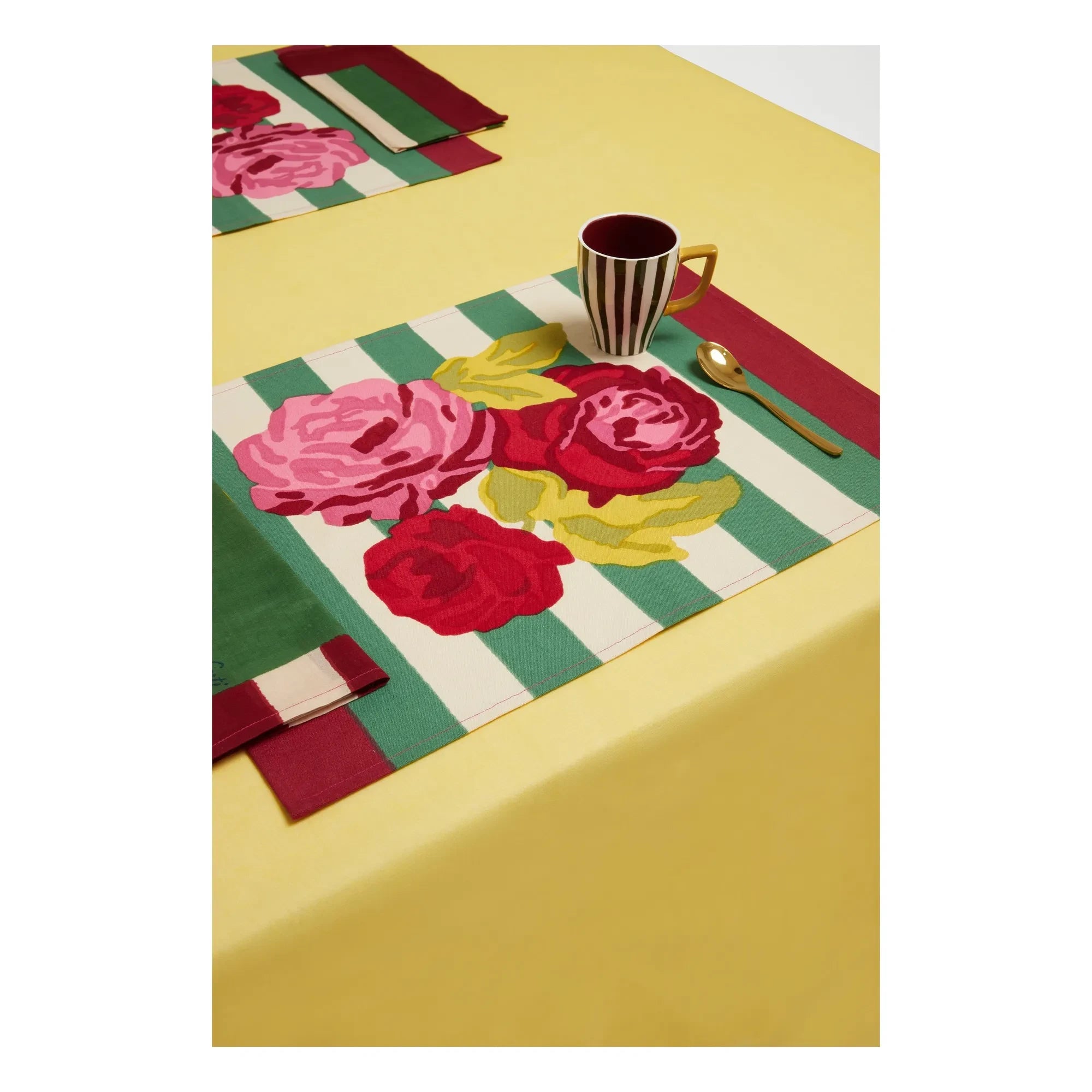 Lisa Corti - Manteles Individuales a Rayas Nizam - Set de 2 | Verde