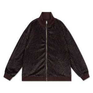 Repose AMS - Organik Pamuklu Leopar Desenli Fermuarlı Sweatshirt | Kahverengi