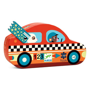 Djeco - Puzle "Coche de Carreras" - 16 Piezas