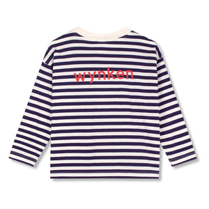 Wynken - Camiseta de algodón orgánico con bolsillo a rayas | Azul marino
