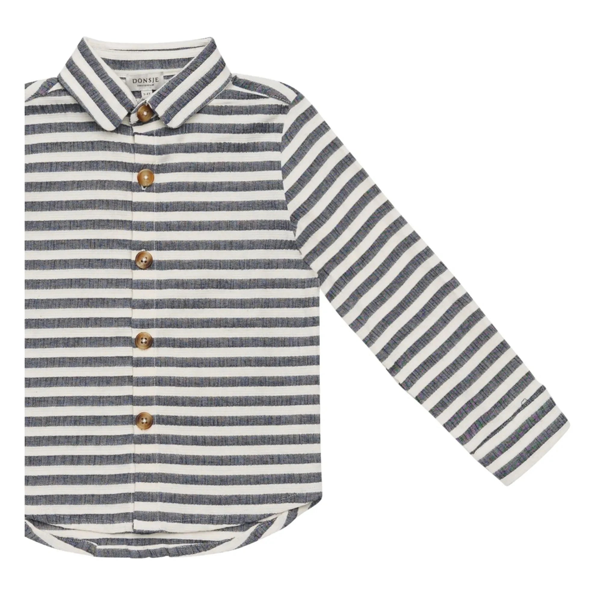 Donsje - Camisa de algodón orgánico a rayas Leom | Azul marino