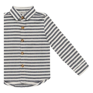 Donsje - Camisa de algodón orgánico a rayas Leom | Azul marino