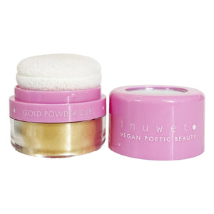 Inuwet - Cubo de polvo con purpurina dorada