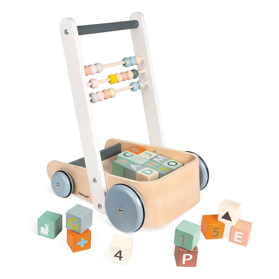 Janod - Carrito de compra con 20 cubos