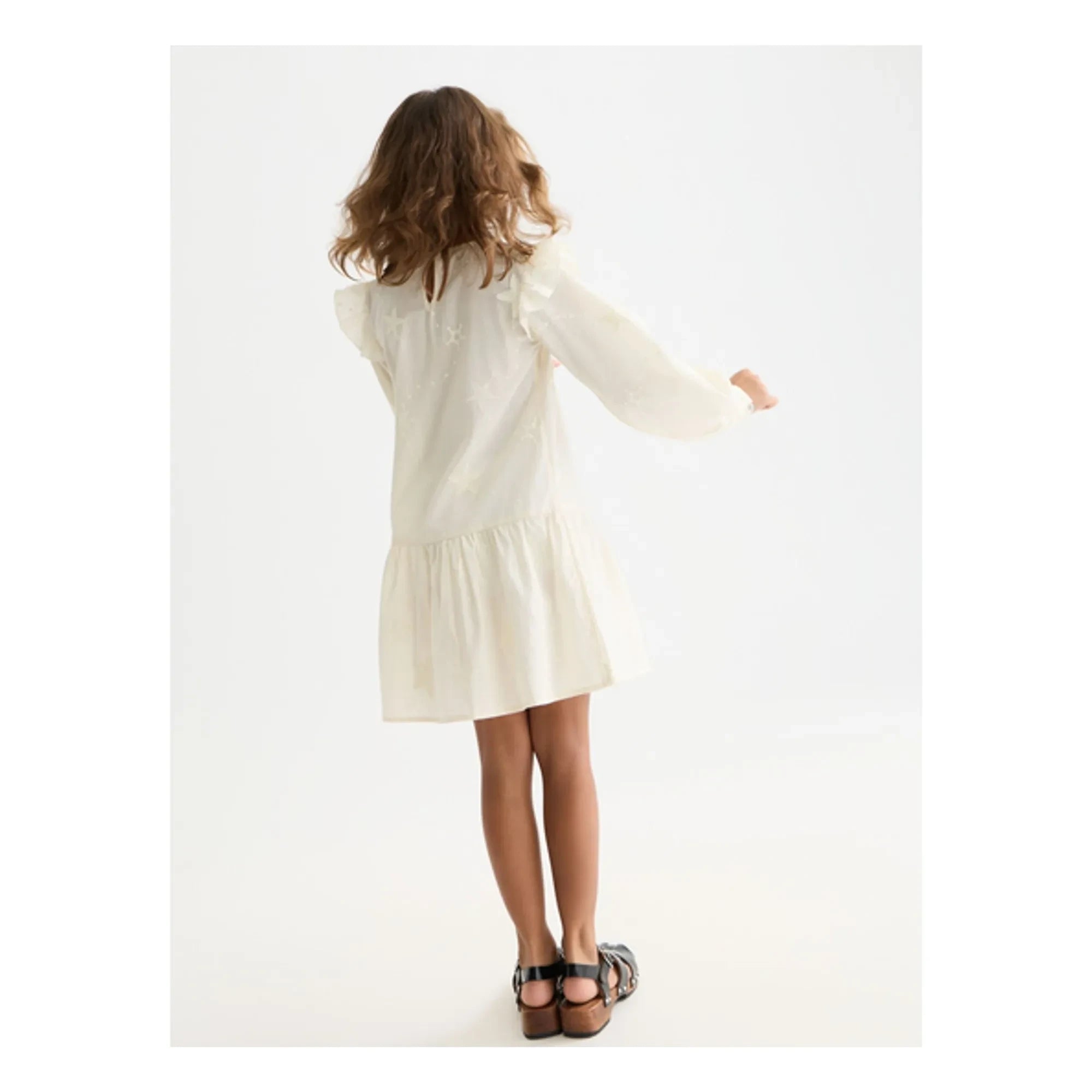 Scotch & Soda - Vestido Evasé Bordado con Volantes | Crudo