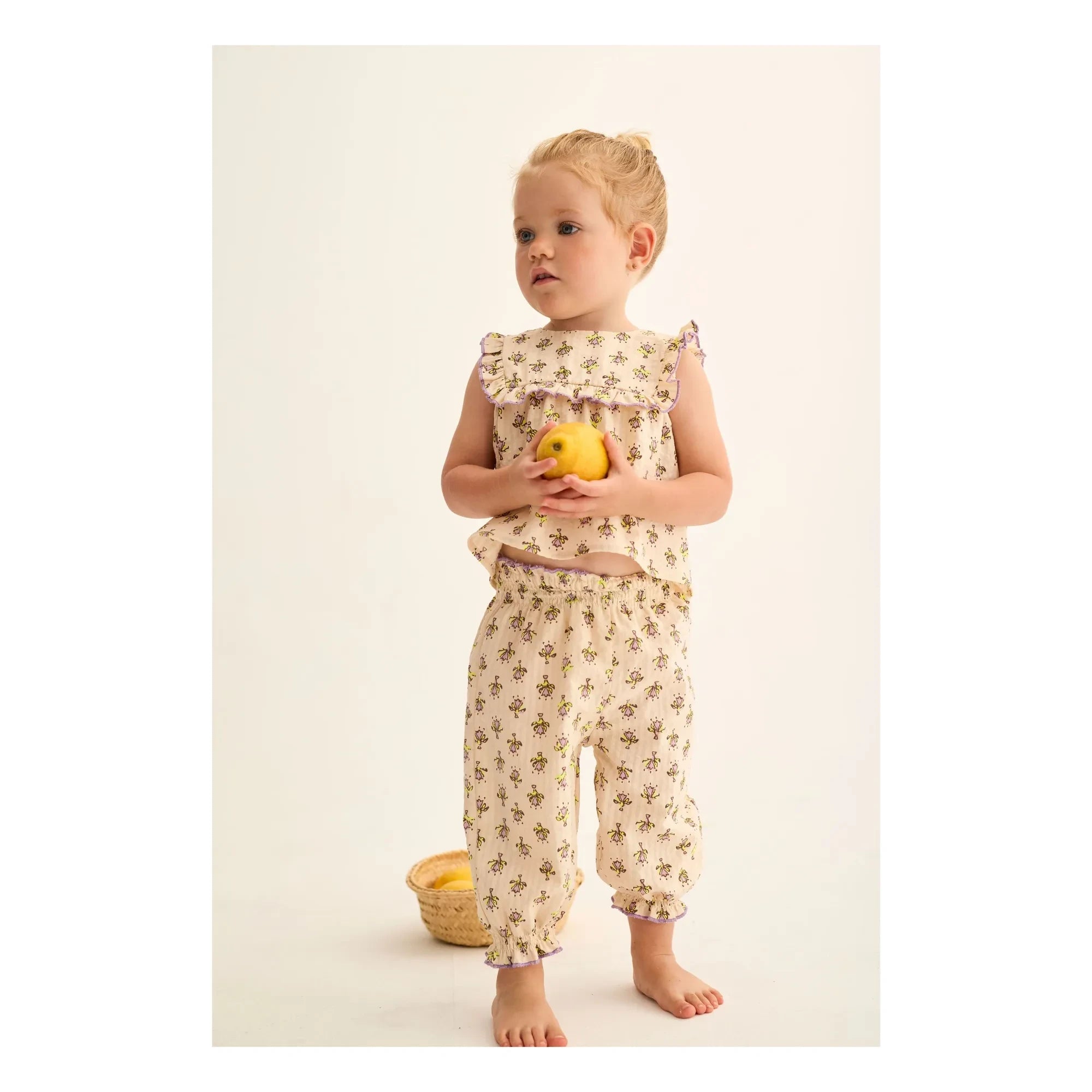 Cozmo - Lina Pantalones de Algodón Orgánico con Estampado Floral | Lavanda