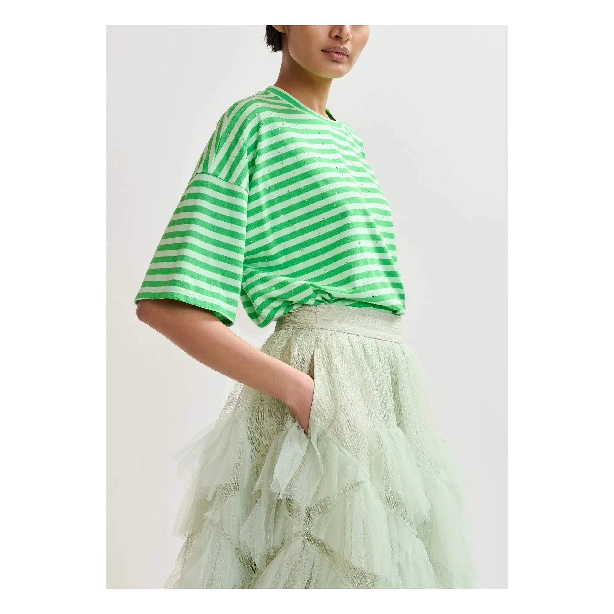 Essentiel Antwerp - Camiseta de rayas con cuentas Joste | Verde