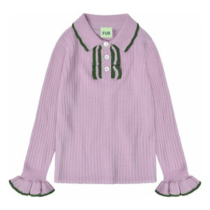 FUB - Polo Fino de Punto de Lana Merina con Volantes | Malva