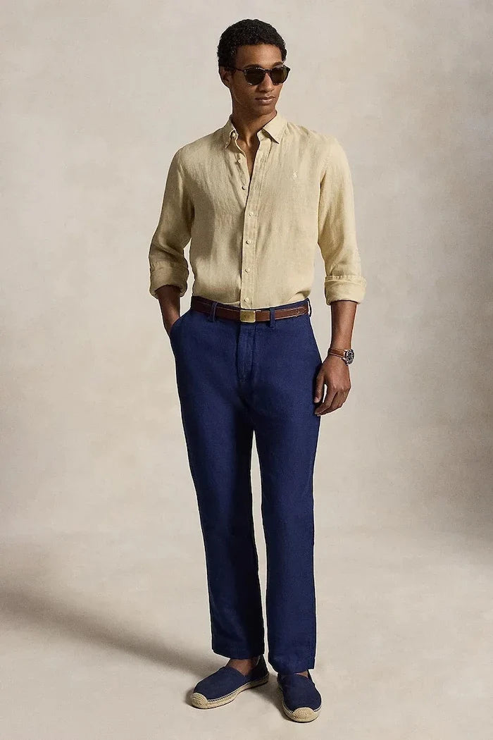 Camisa deportiva de lino de manga larga para hombre Polo Ralph Lauren