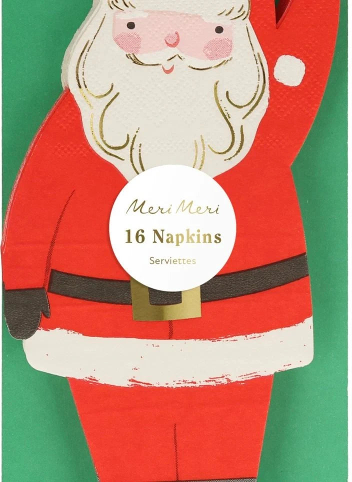 Meri Meri - Servilletas de papel con forma de Papa Noel - Set de 16