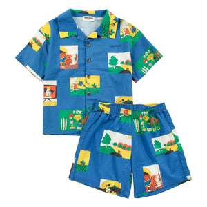 Bobo Choses - Conjunto de camisa y pantalón corto de algodón orgánico Pickles | Azul real