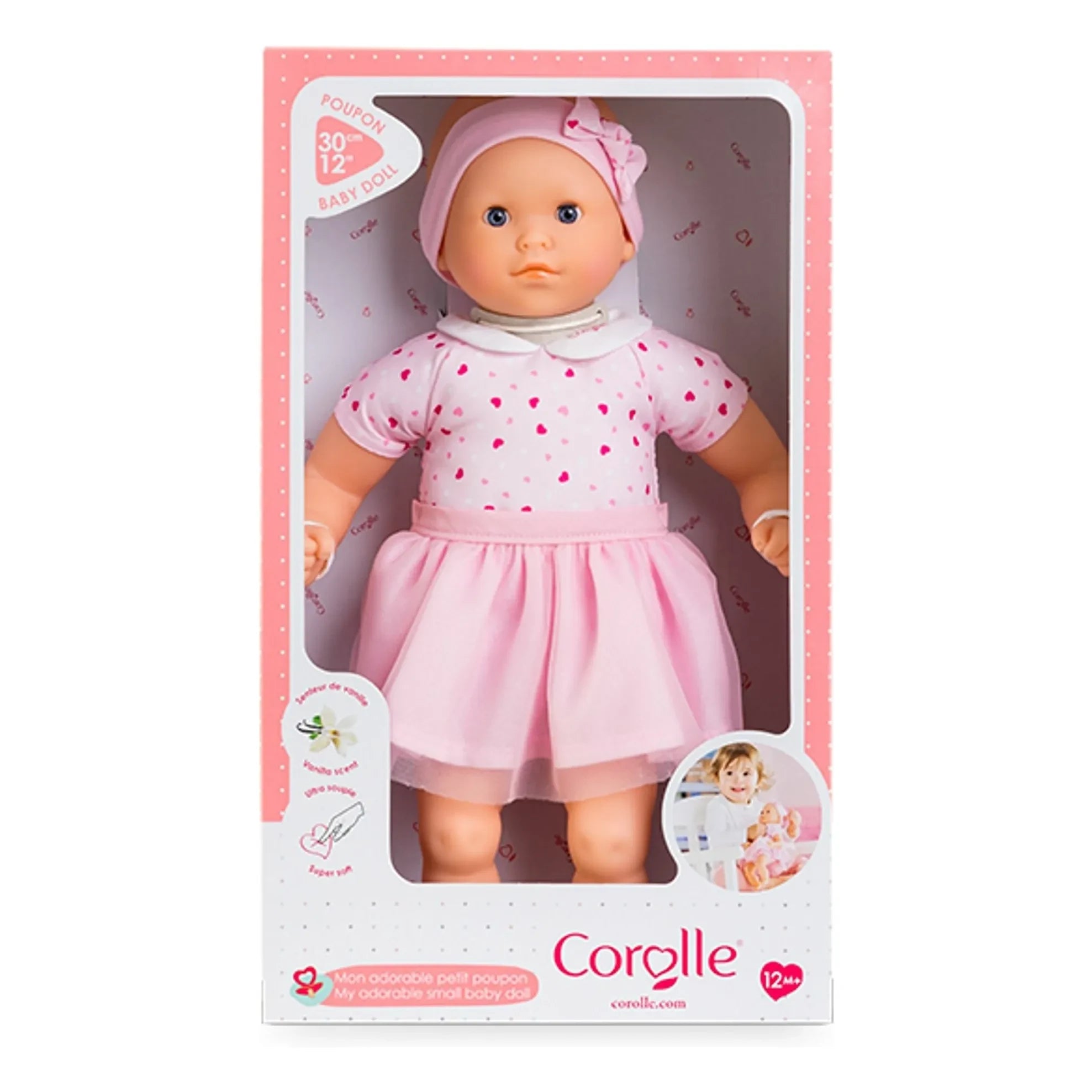 Corolle - Mi primer muñeco - Lindo osito de peluche con corazón | Rosa claro