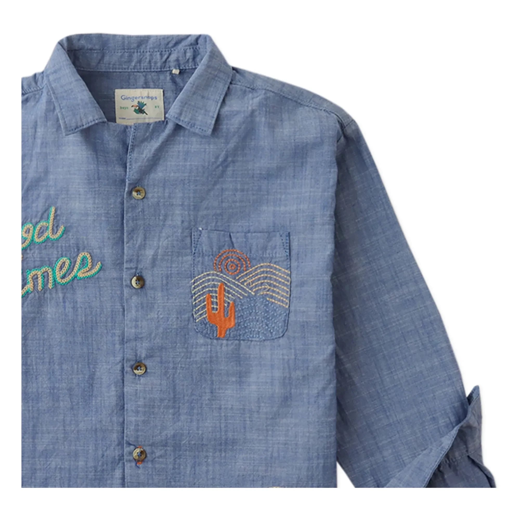 Gingersnaps - Camisa Chambray Bordada Lewis | Azul