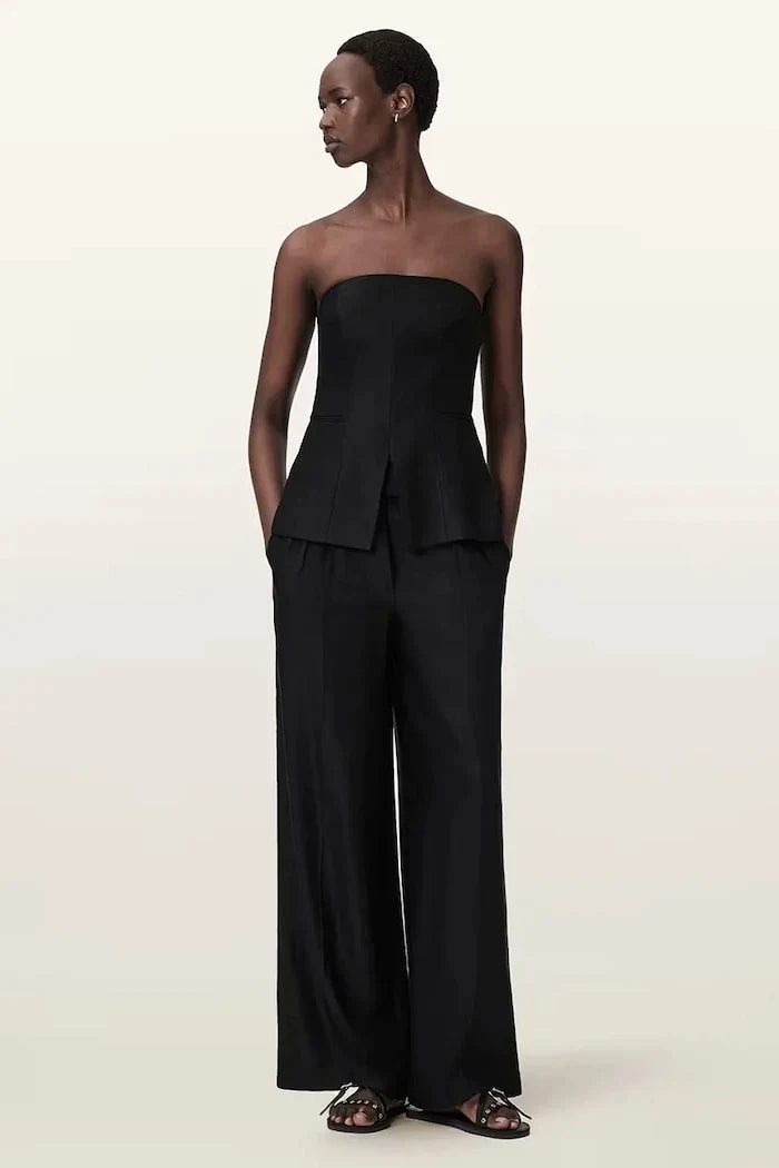 AllSaints pantalón de lino de pernera ancha para mujer CHARLEY