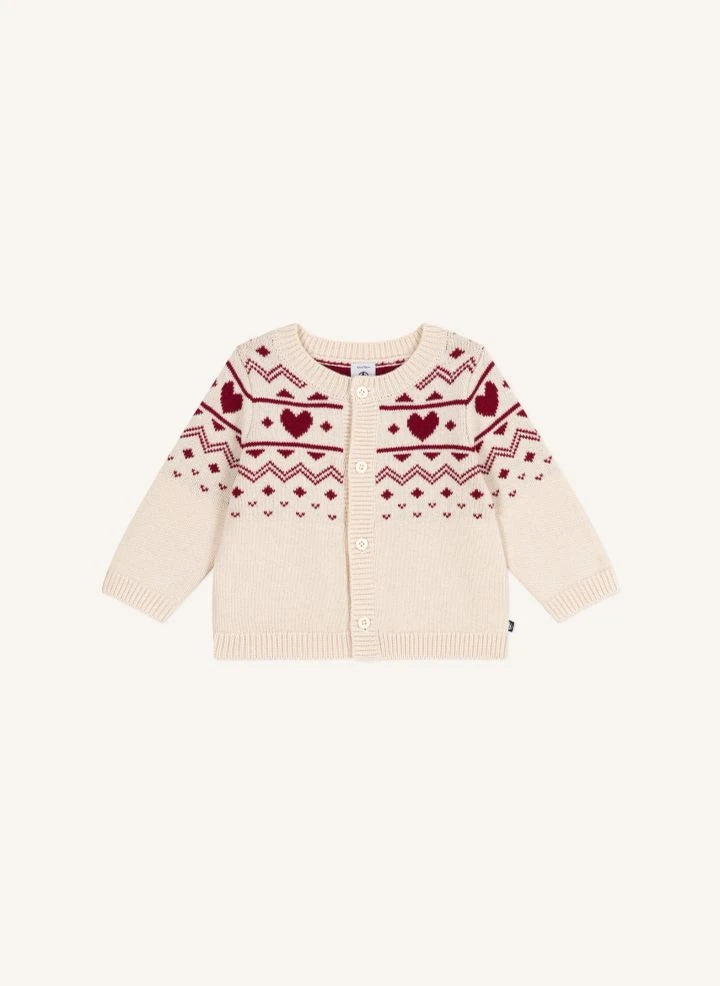 Petit Bateau - Chaleco de lana para bebé con corazón | Ecru