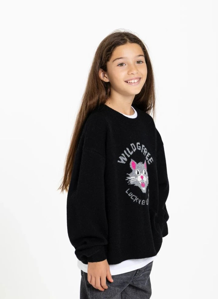 Finger in the nose - Sally Gato Negro Jersey de Merino | Negro