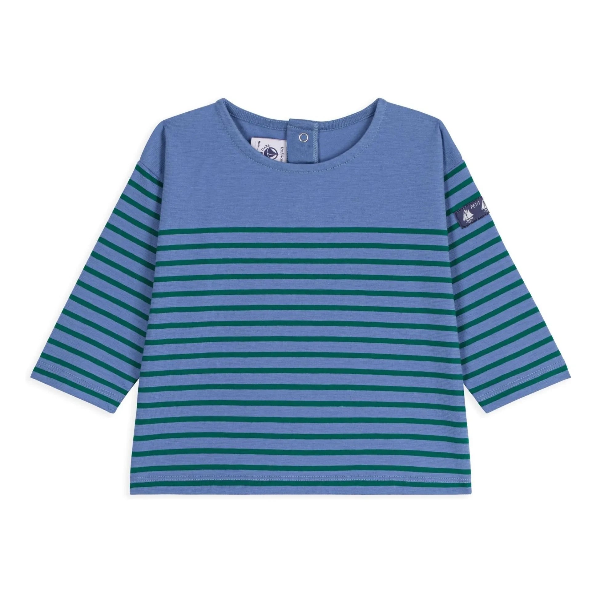 Petit Bateau - Düz Marinière Tişört Organik Pamuk Bebek | Mavi