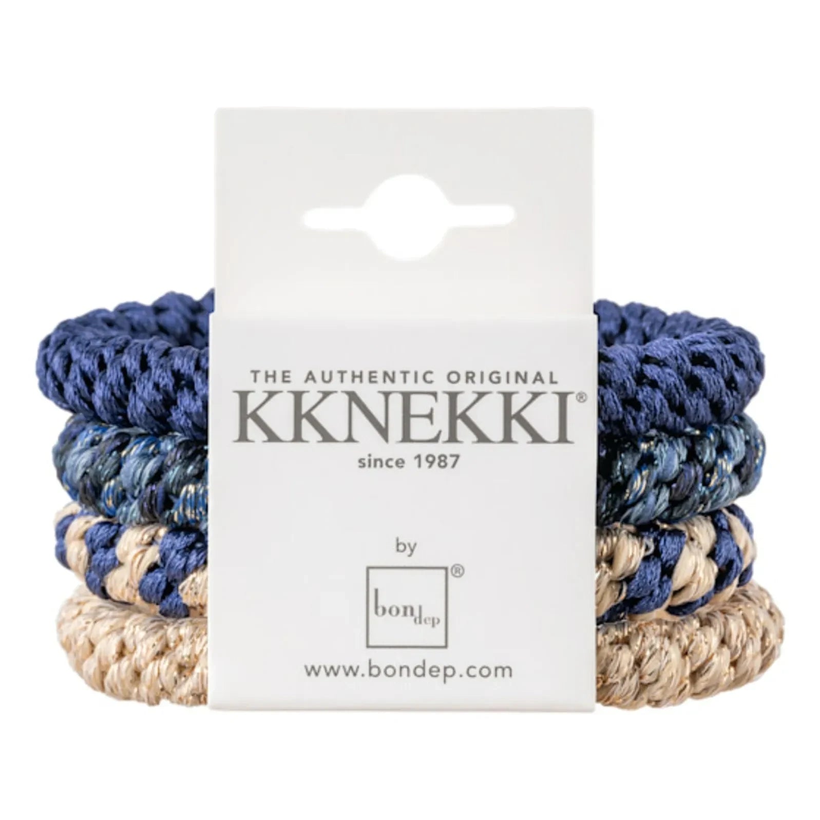 Bon Dep - Set de 4 gomas para el pelo Kknekki y 3 coleteros | Azul marino