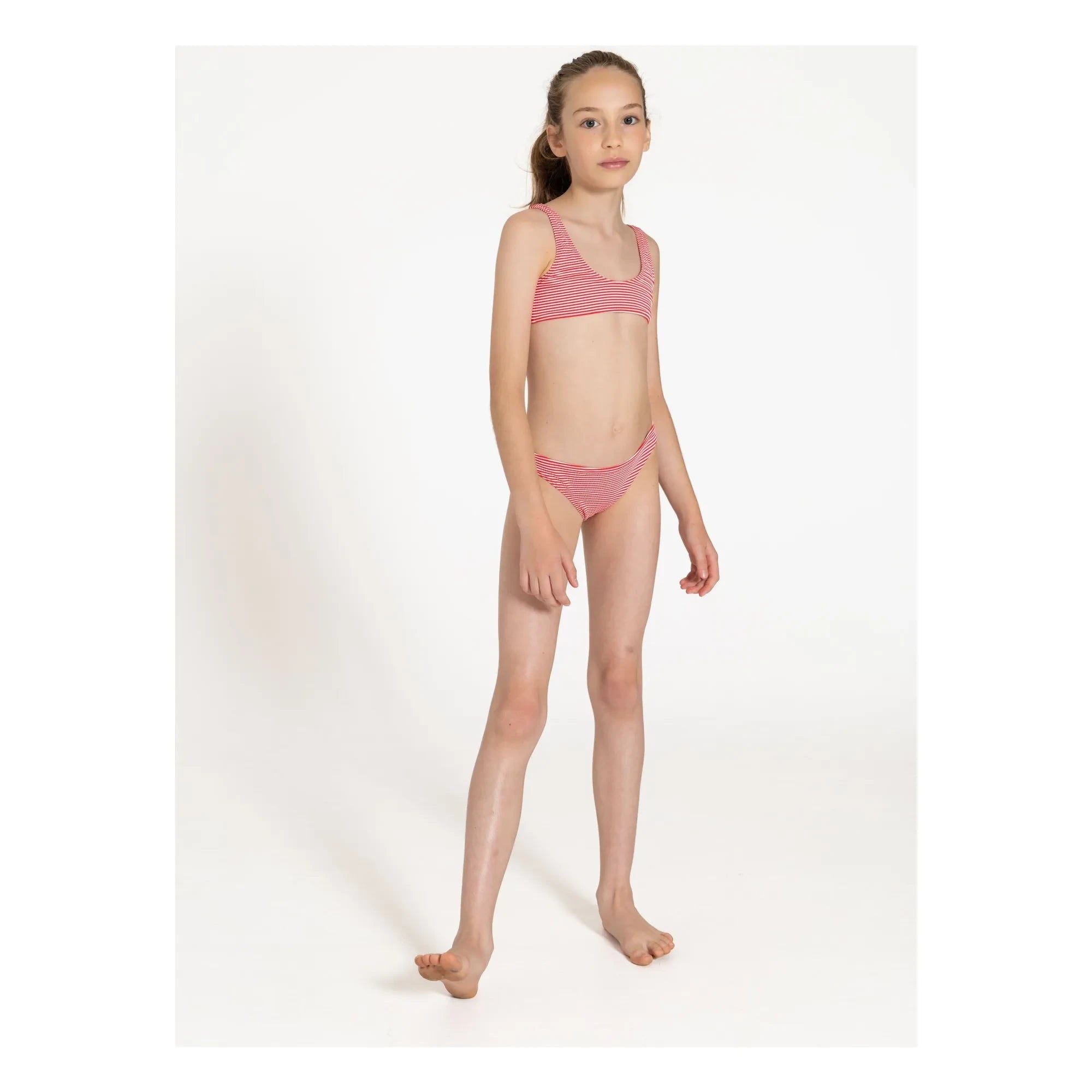 Traje de baño a rayas para niños pequeños | Rojo cereza