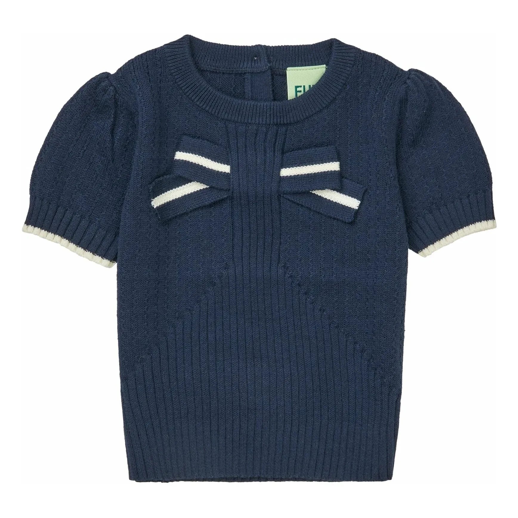 FUB - Camiseta de bebé de punto fino con detalle de nudo de algodón orgánico | Azul Marino