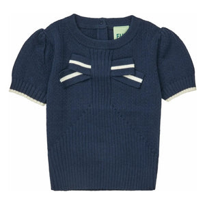 FUB - Camiseta de bebé de punto fino con detalle de nudo de algodón orgánico | Azul Marino