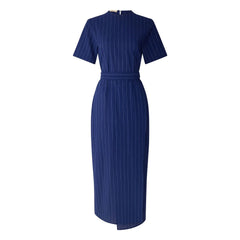 Sessùn - Vestido Lazula de algodón a rayas | Azul marino