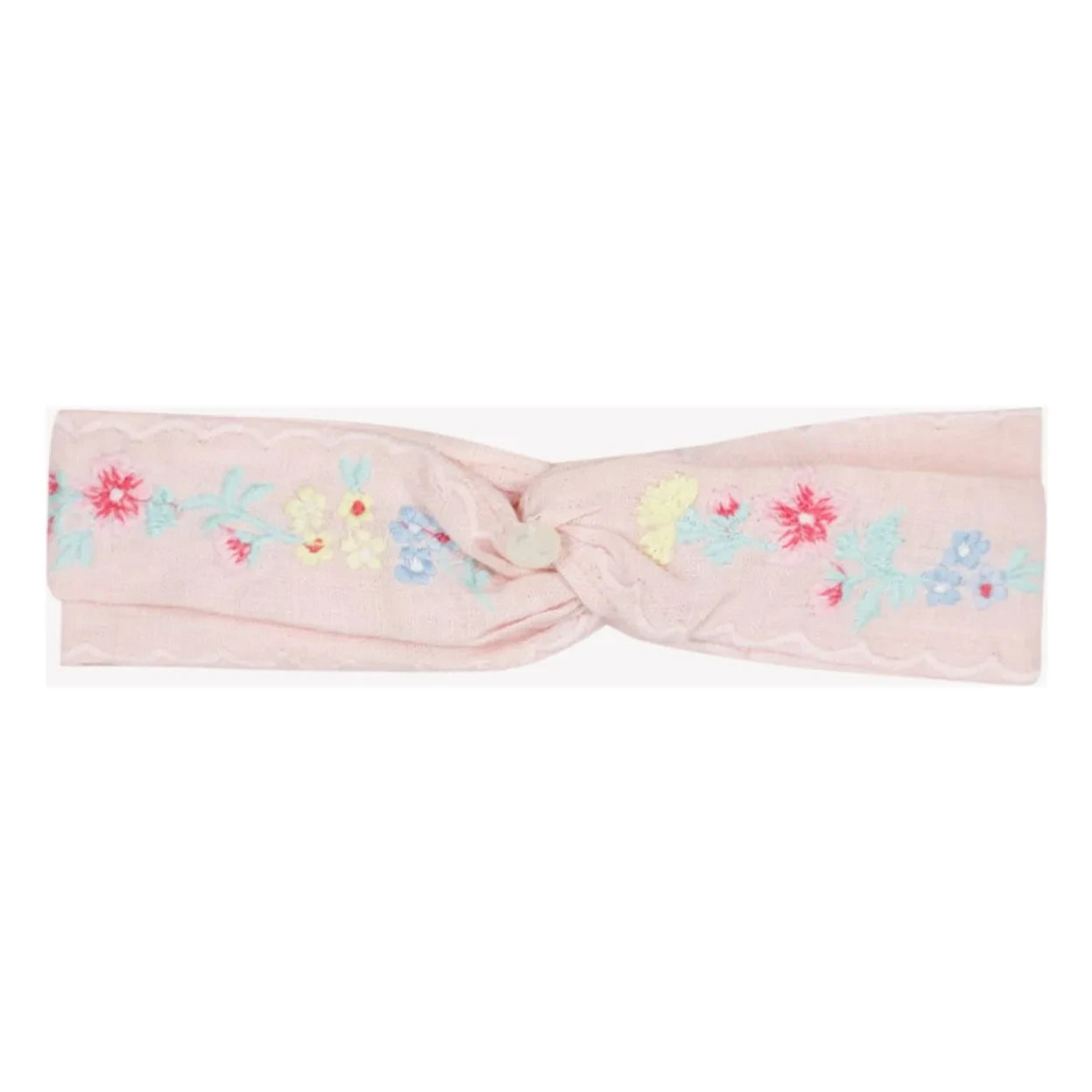 Tartine et Chocolat - Diadema de lino con nudo floral Festo | Rosa claro
