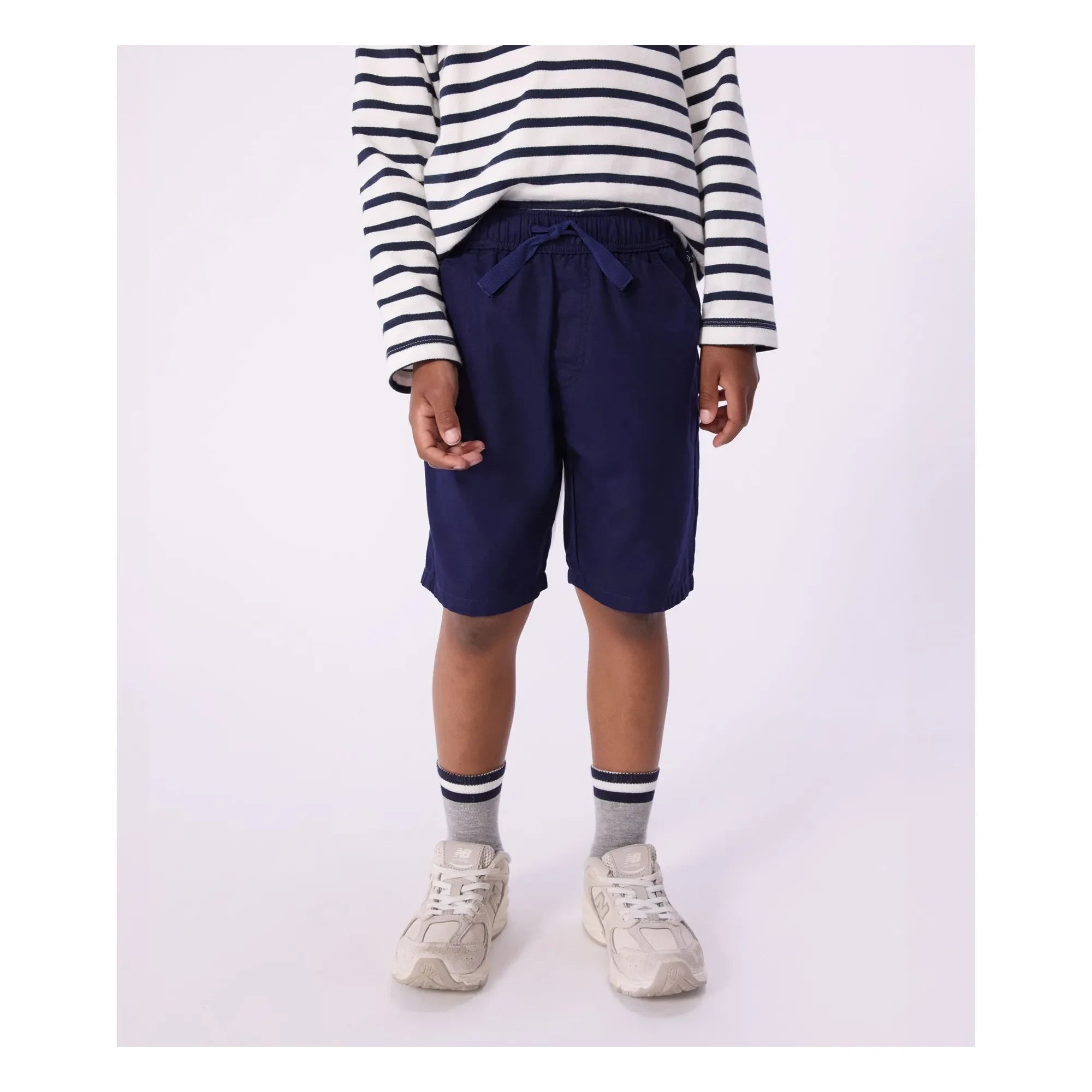 Petit Bateau - Pantalones cortos bermudas de twill de algodón orgánico lisos | Azul marino