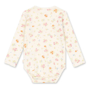 Konges Sløjd - Body de algodón orgánico acanalado con estampado floral Minnie | Crudo