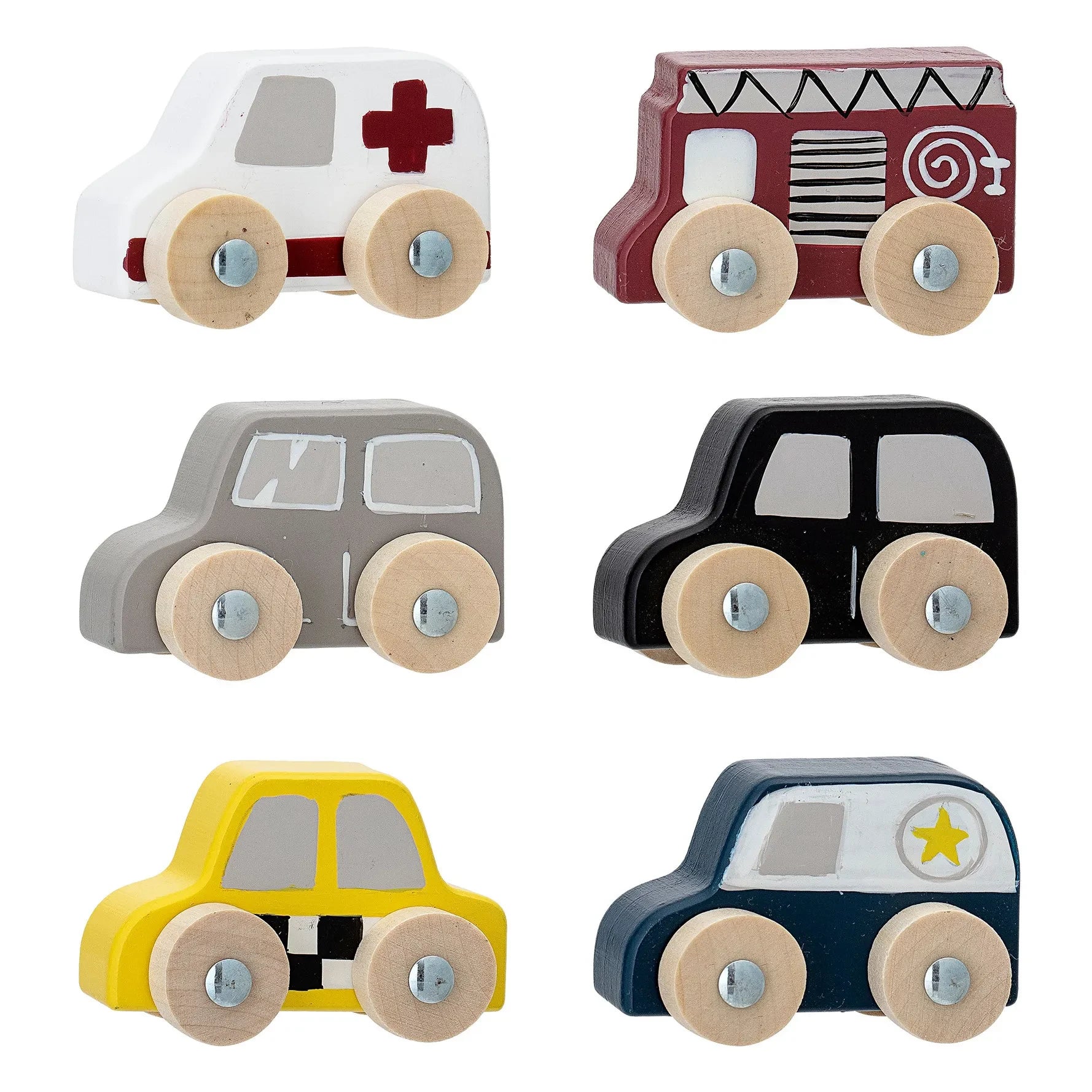Bloomingville Mini - Coches de madera Avin - Set de 6