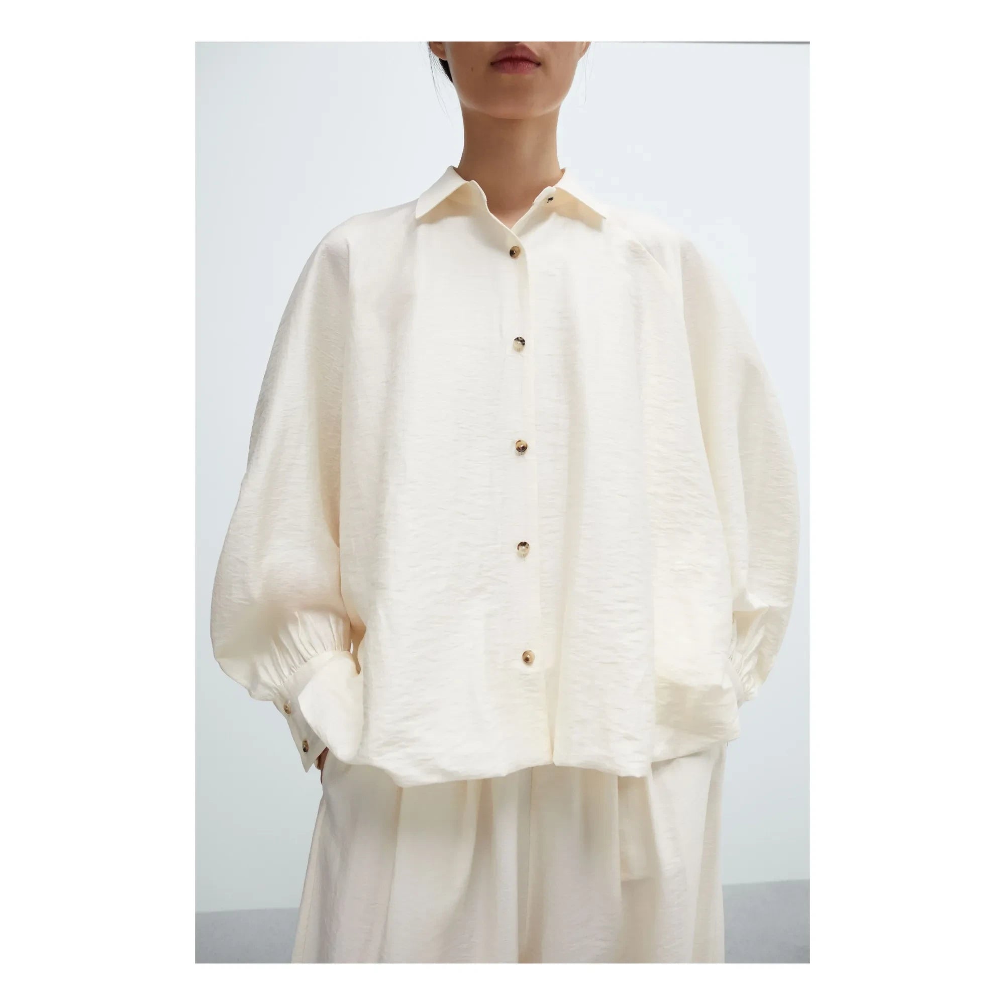 Cordera - Blusa de manga abullonada de marfil | Crema