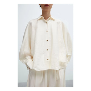 Cordera - Blusa de manga abullonada de marfil | Crema