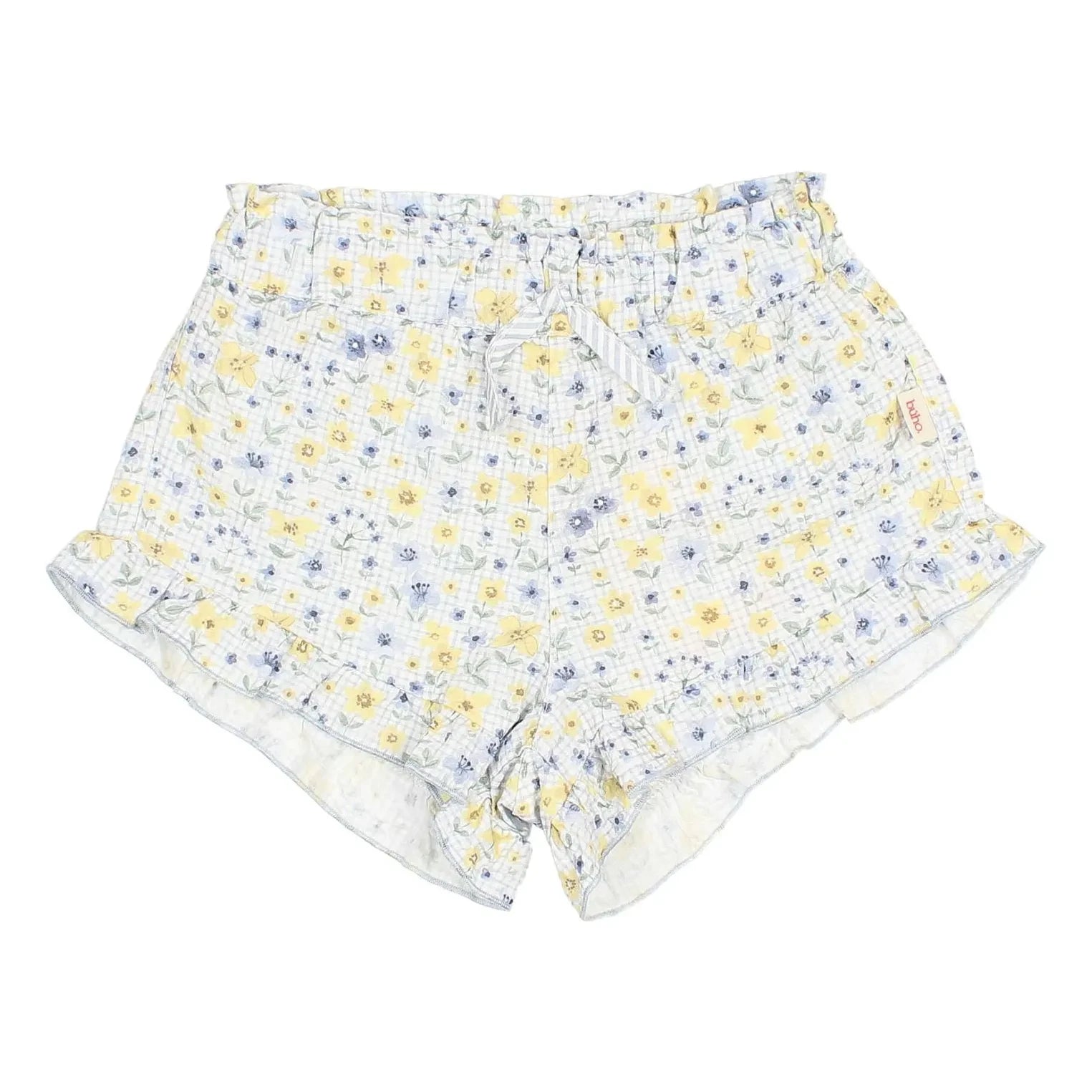 Búho - Pantalón corto de seersucker con estampado floral | Azul claro