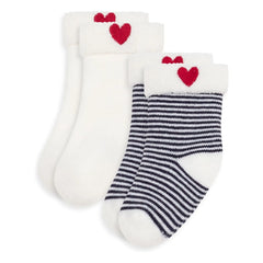 Petit Bateau - Juego de 2 pares de calcetines a rayas | Blanco