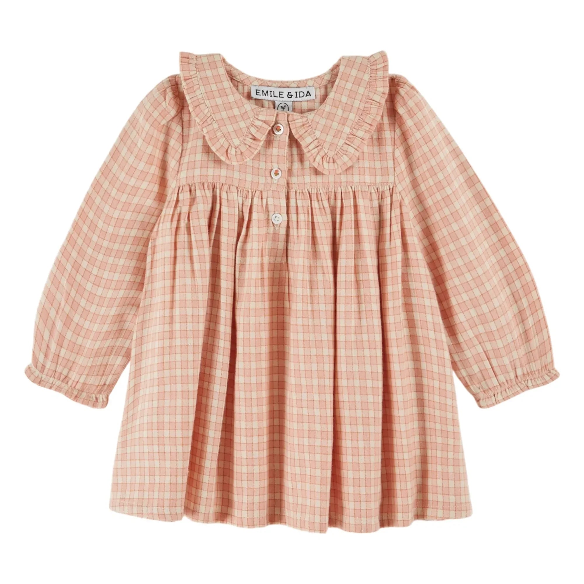 Emile et Ida - Vestido escolar a cuadros rosa pálido