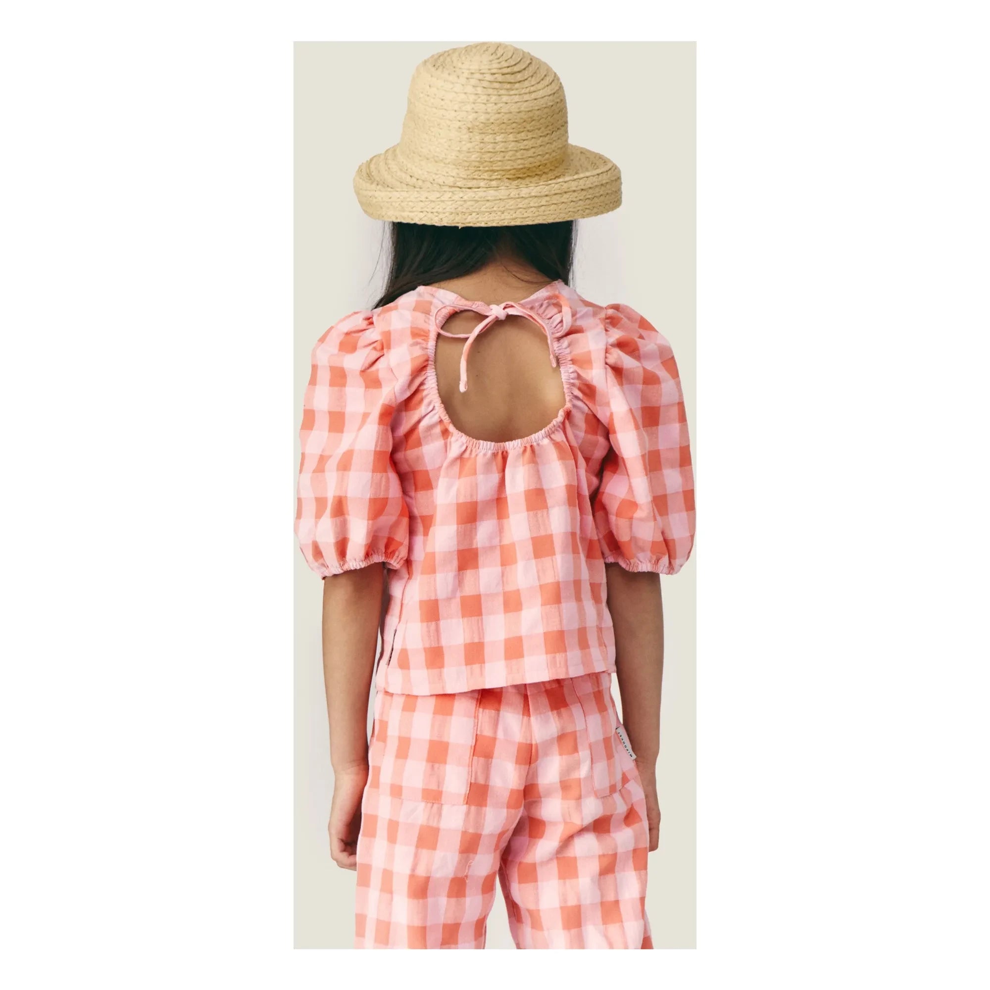 Mipounet - Blusa con mangas globo Mirelle Vichy | Rosa