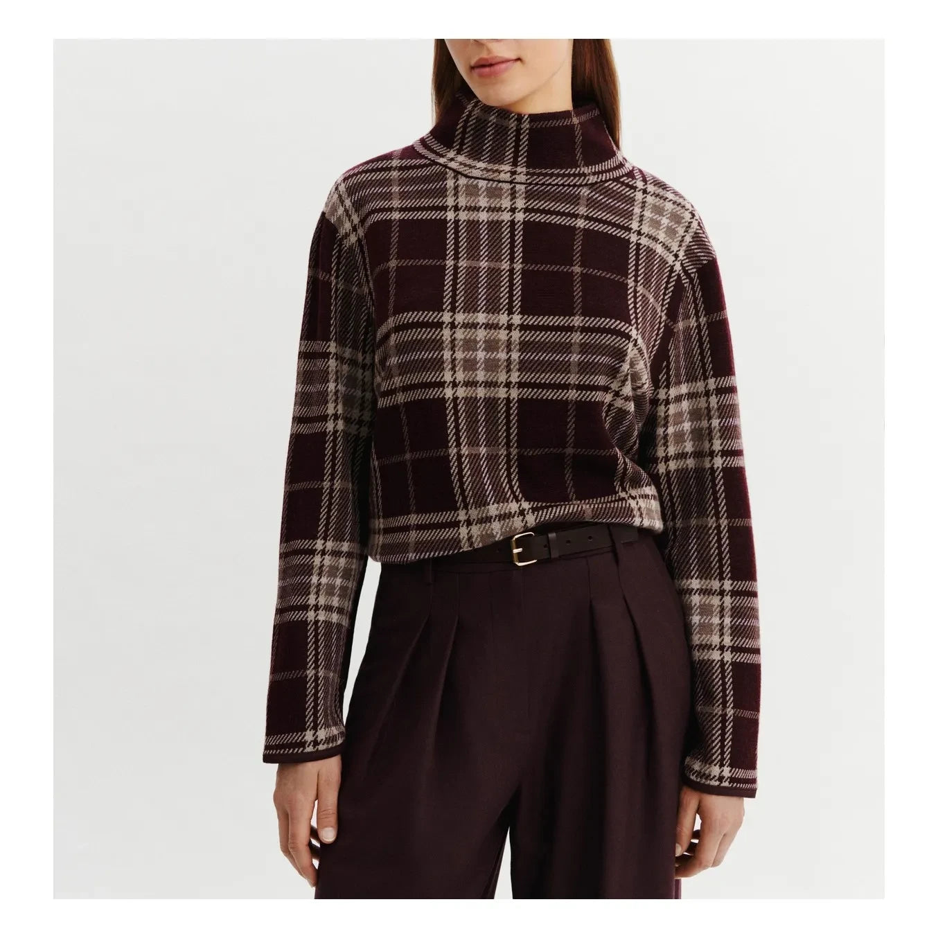 Bompard - Yün Tartan Kazak | Garnet