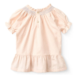 Copenhagen Colors - Blusa fruncida de algodón orgánico | Rosa Lichi