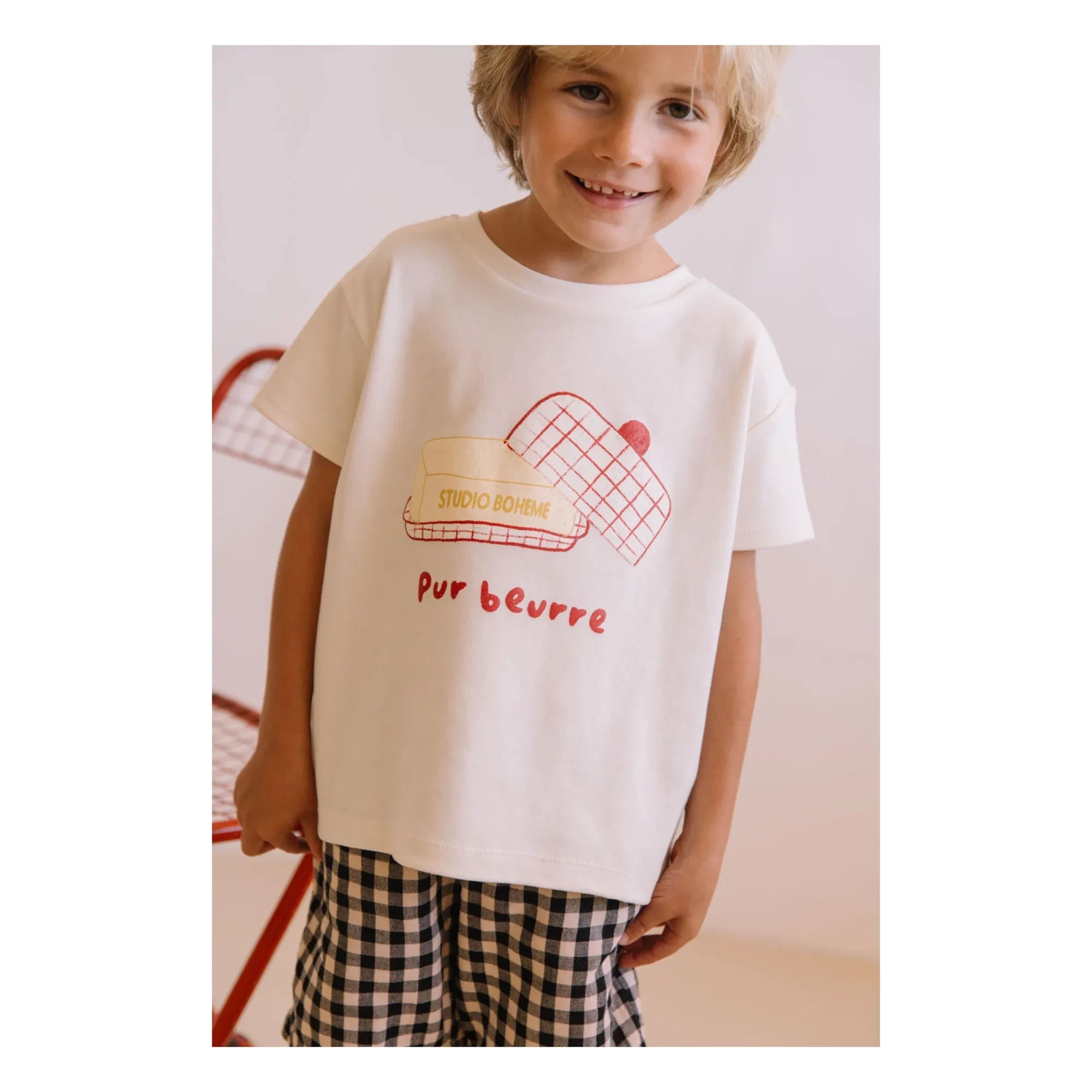 Studio Bohème - Camiseta con plato de mantequilla de algodón orgánico esencial | Crudo