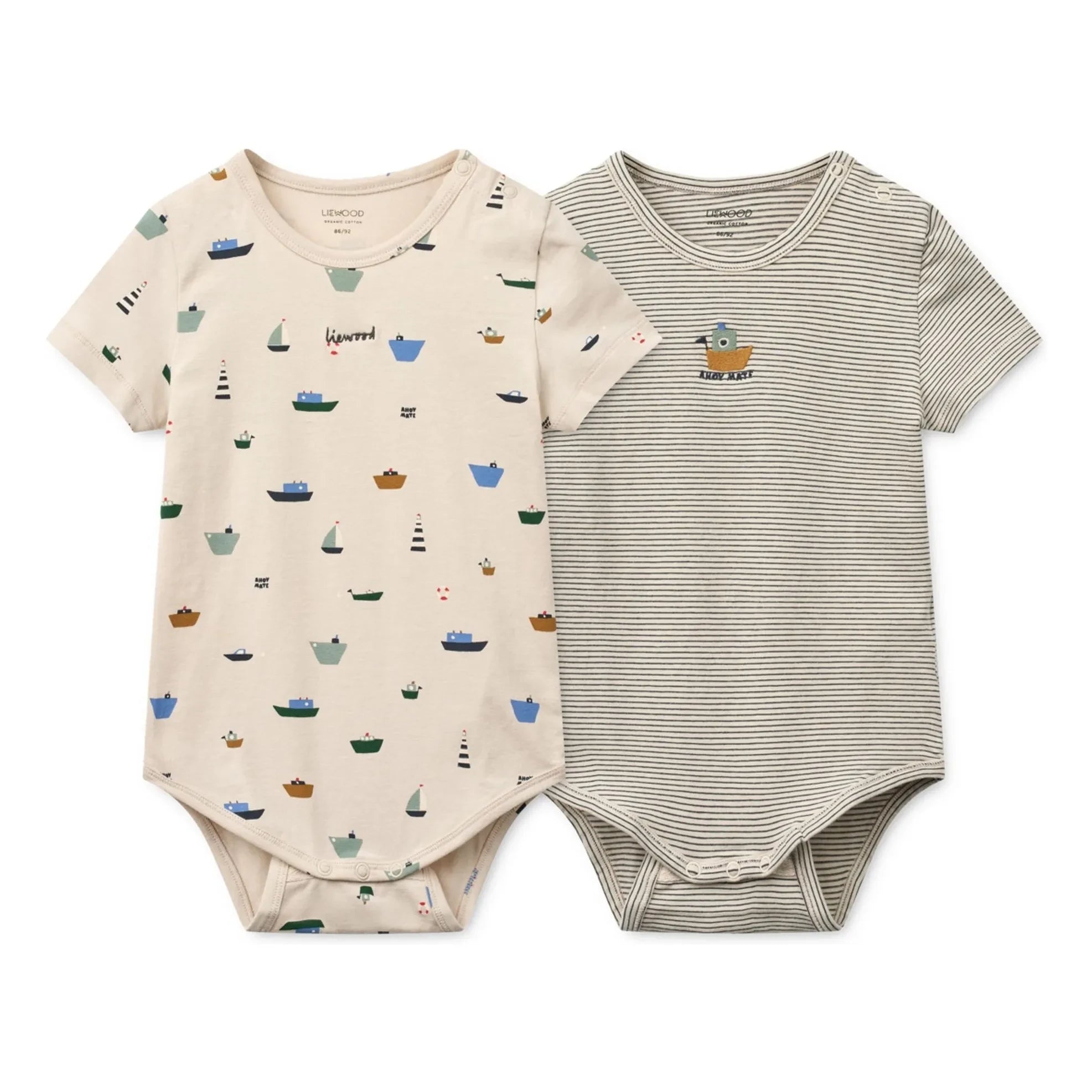 Liewood - Lote de 2 bodies Yanni Bateaux de algodón orgánico | Beige