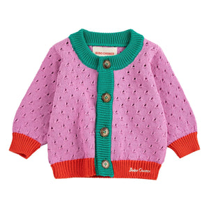 Bobo Choses - Cárdigan calado de bloques de color de algodón orgánico | Morado