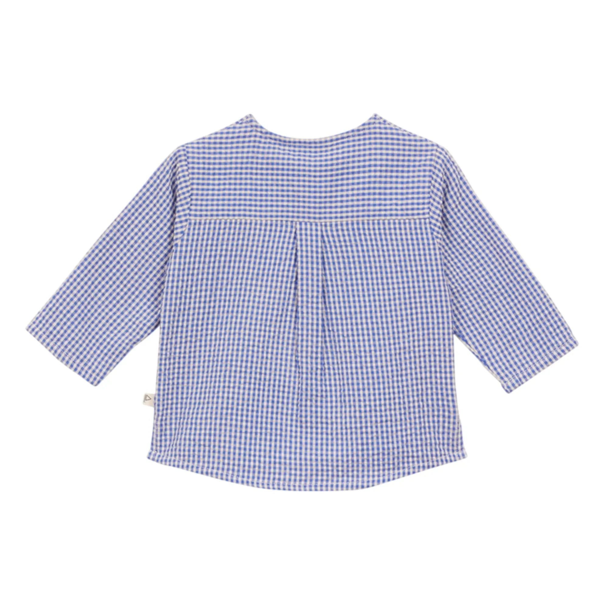 Arsène et Les Pipelettes - Blusa de seersucker Vichy | Azul celeste